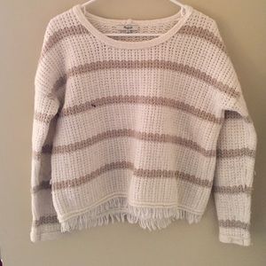Madewell size S white striped chunky knit sweater