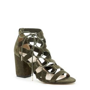 Sole Society Lace Up Block Suede Heels