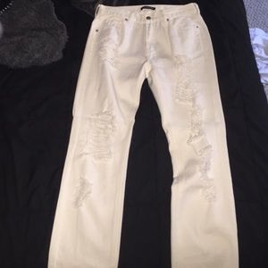 Brandy Melville white ripped boyfriend jeans