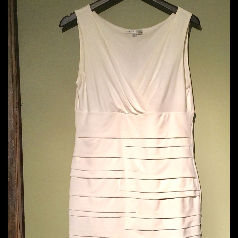 Sandra Darren White Knee Length Dress
