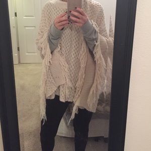 Cream fringe poncho!