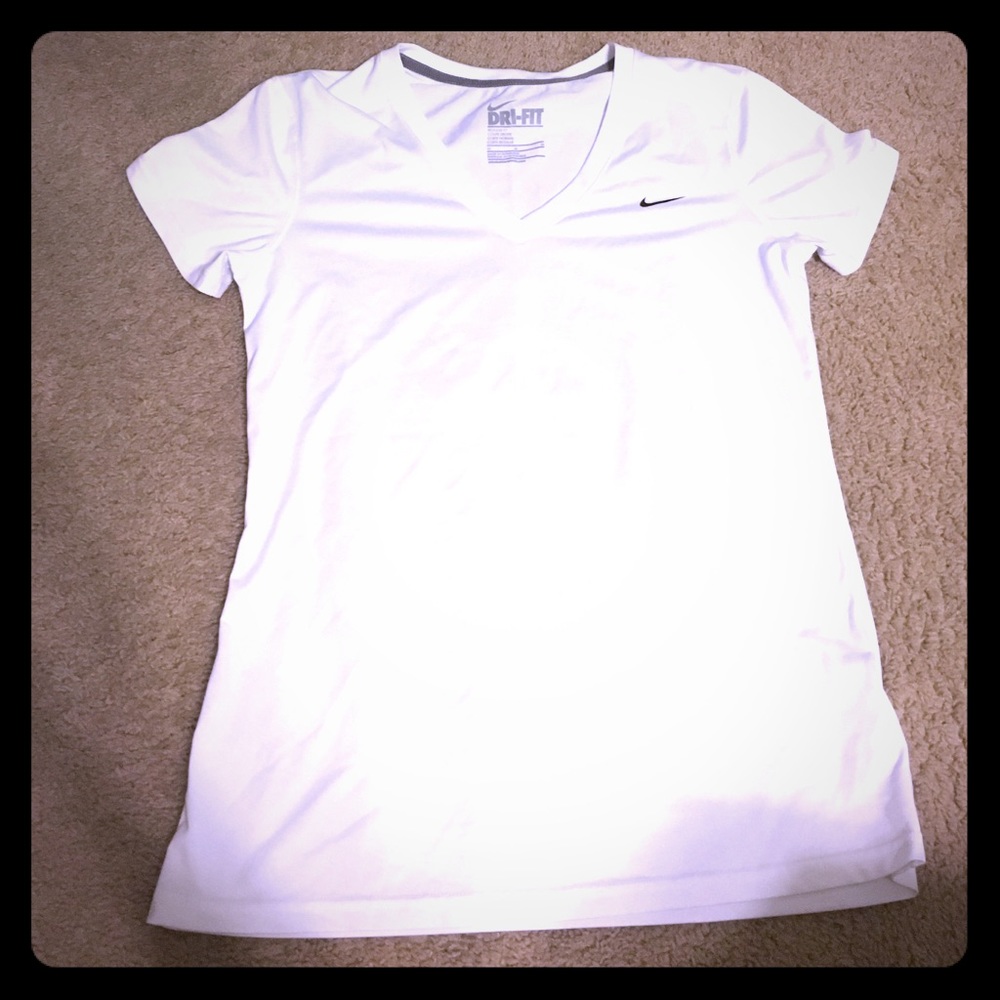 White Nike dri fit v neck