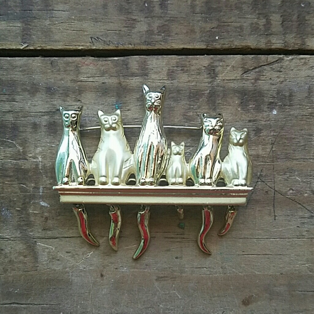 Super cute kitty brooch.