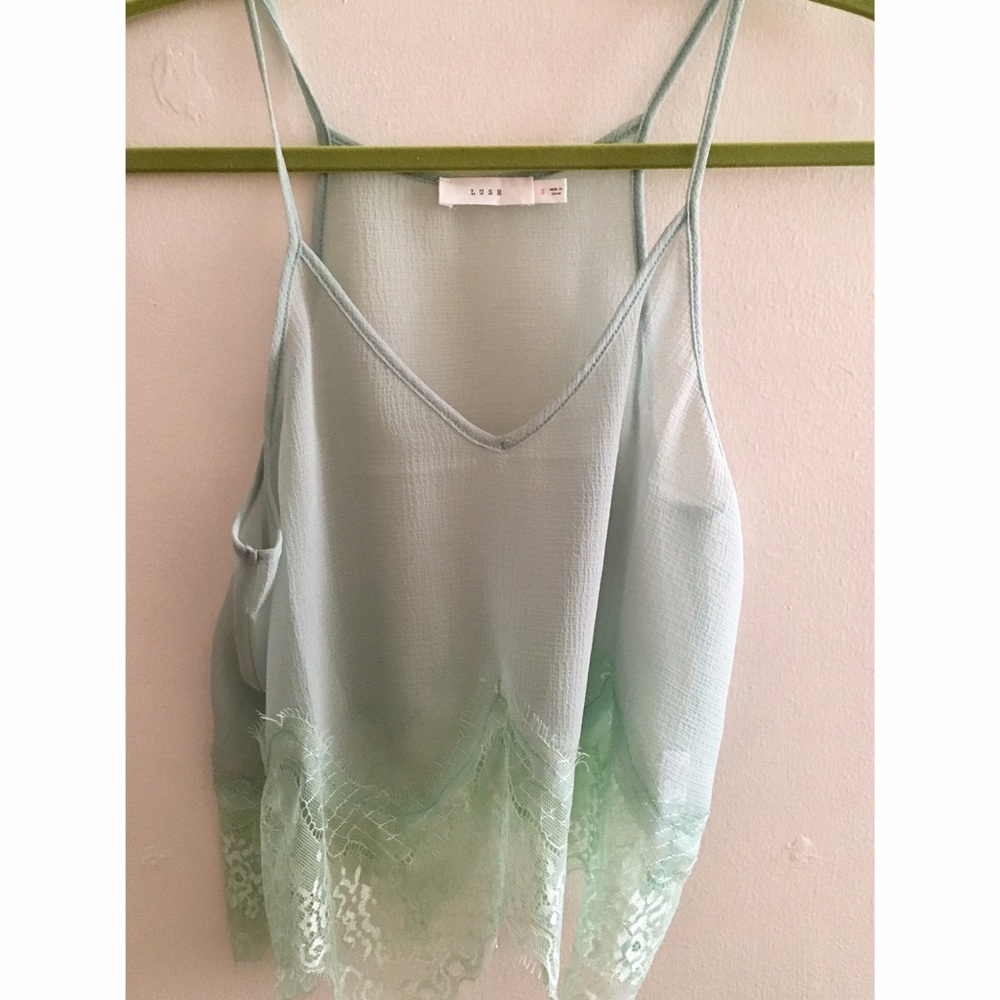 Lush Mint Lace Tank Top NWOT