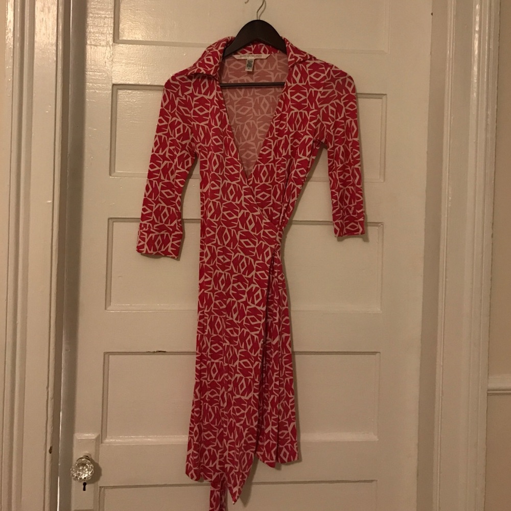 DVF pink wrap dress