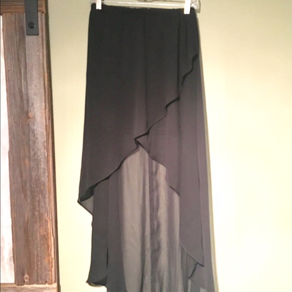 Black high/low sheer skirt