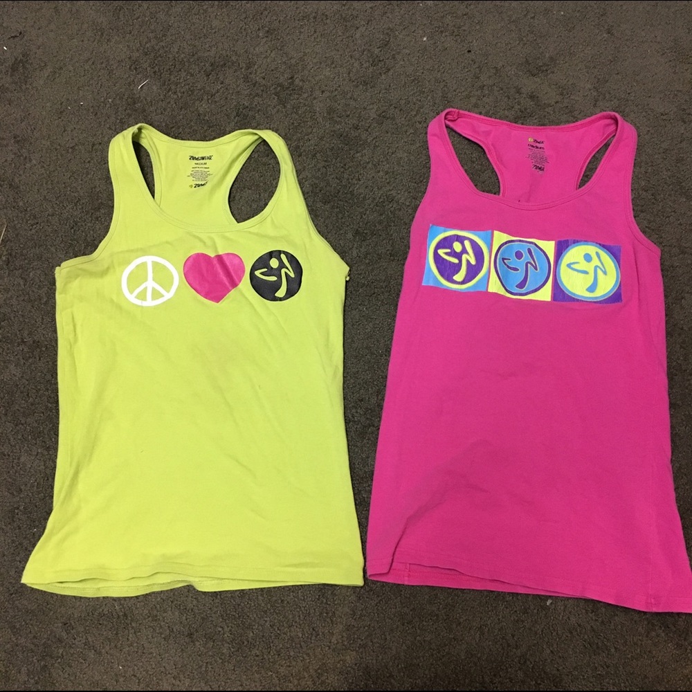 LOT OF TWO! RARE Vintage Zumba tanks size M