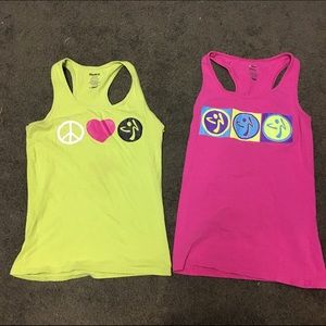 LOT OF TWO! RARE Vintage Zumba tanks size M