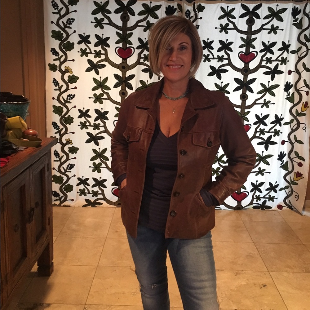 Rem Garson brown leather jacket 100% leather