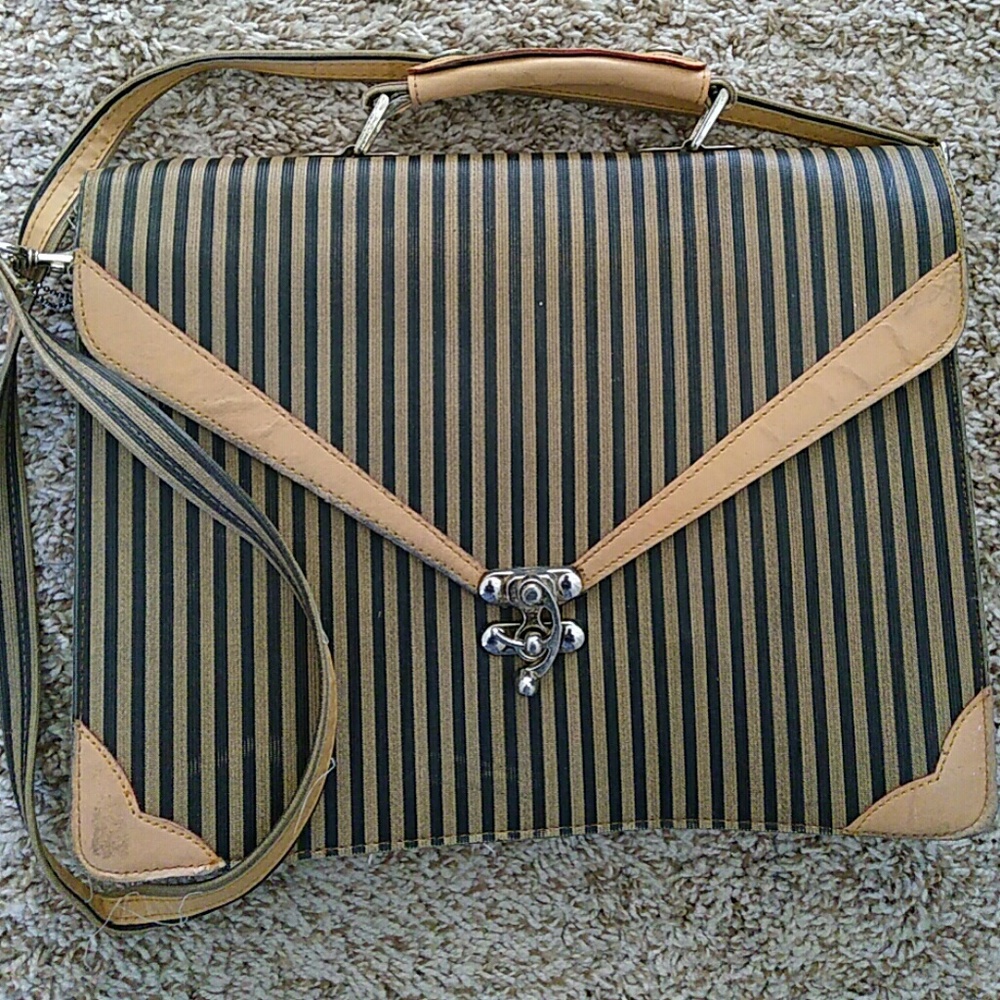 Vintage briefcase striped purse