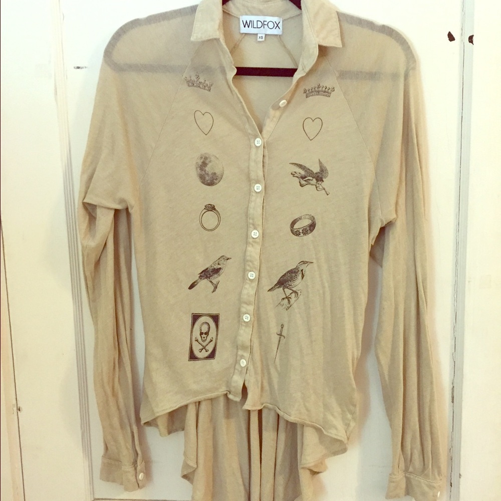 Wildfox XS High-Low Button-Up Shirt