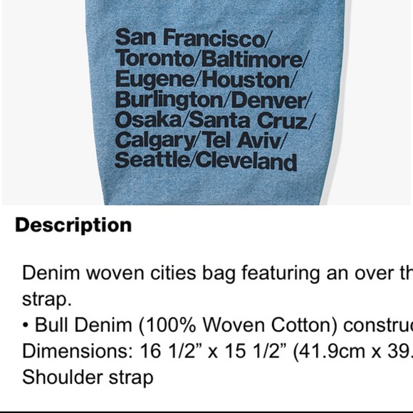 American Apparel Bags American Apparel Cities Denim Tote Bag New