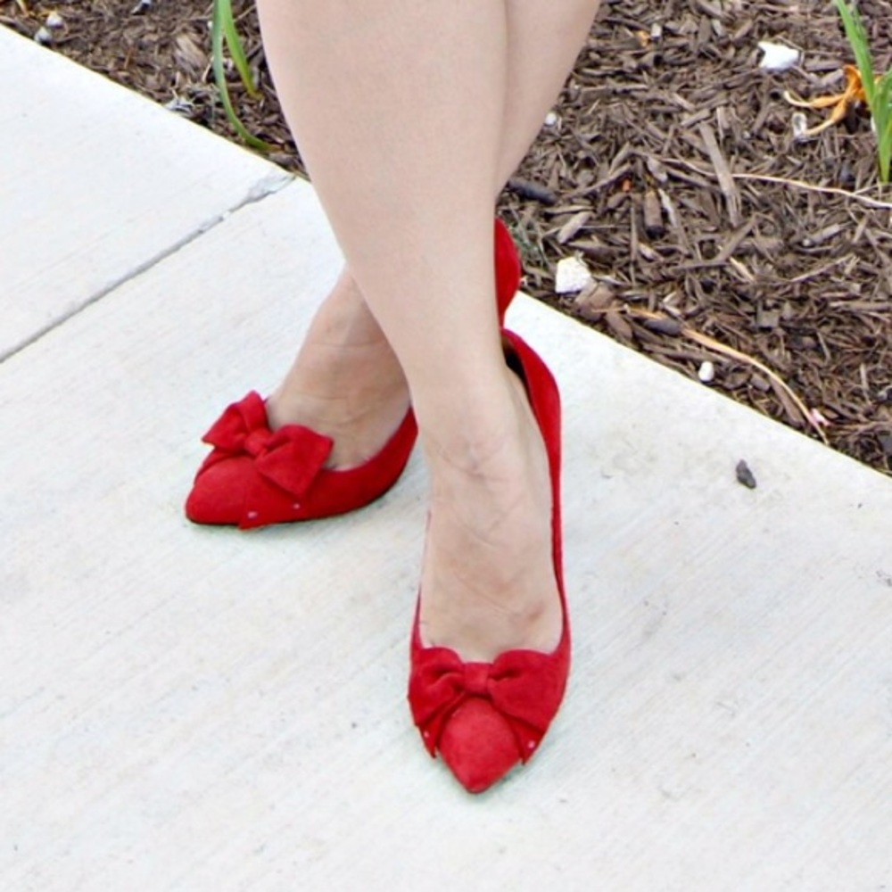Red Halogen Bow Heels