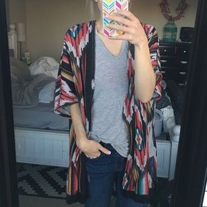 Aztec print knit kimono