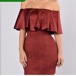 Burgundy off the shoulder dress