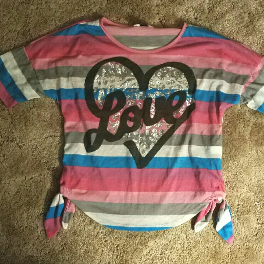 Striped LOVE girls shirt (short sleeve)