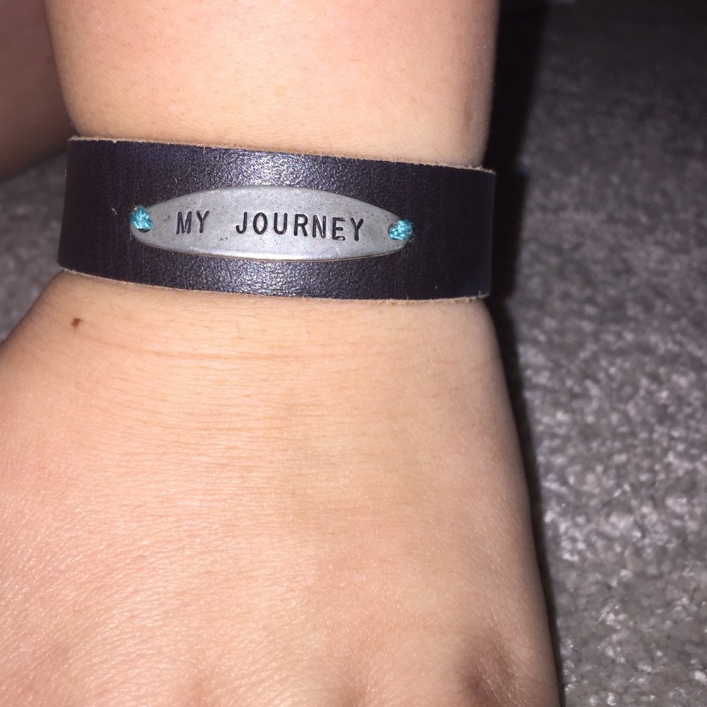 Real leather "my journey" bracelet