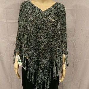 John Paul Fringed Crochet Poncho