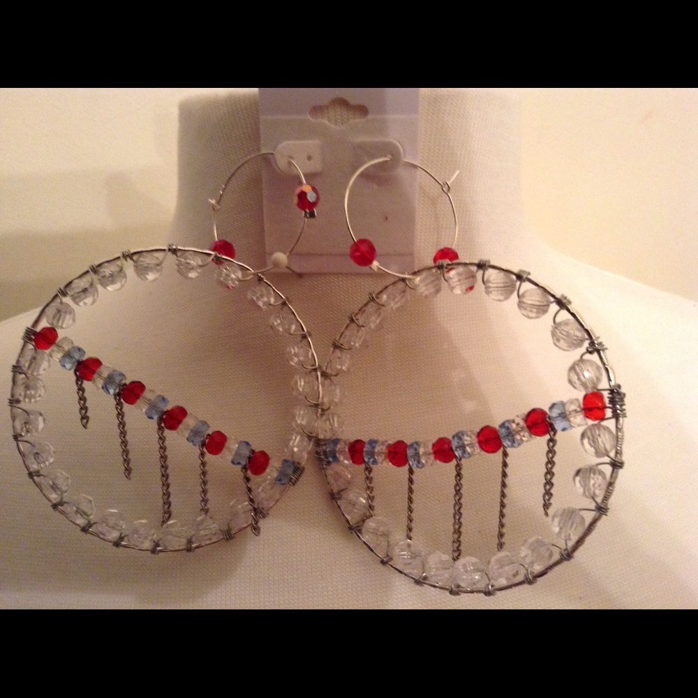 Bold RED, WHITE & BLUE earrings