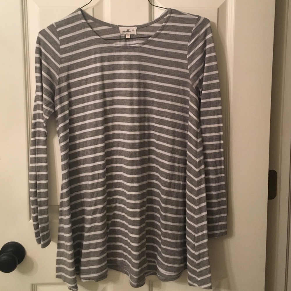 Gray stripe long sleeve tee