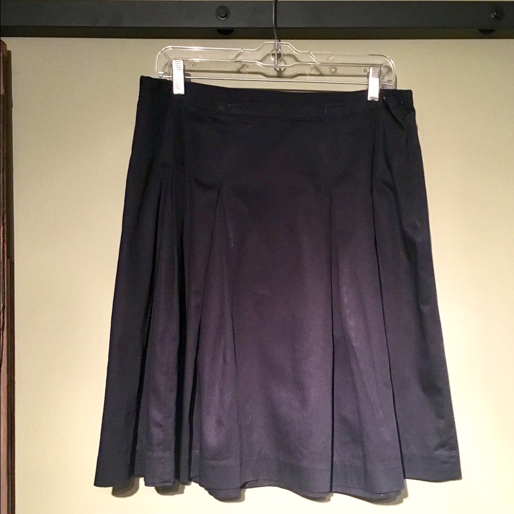 Talbots Dark Navy Pleated/Darted Skirt