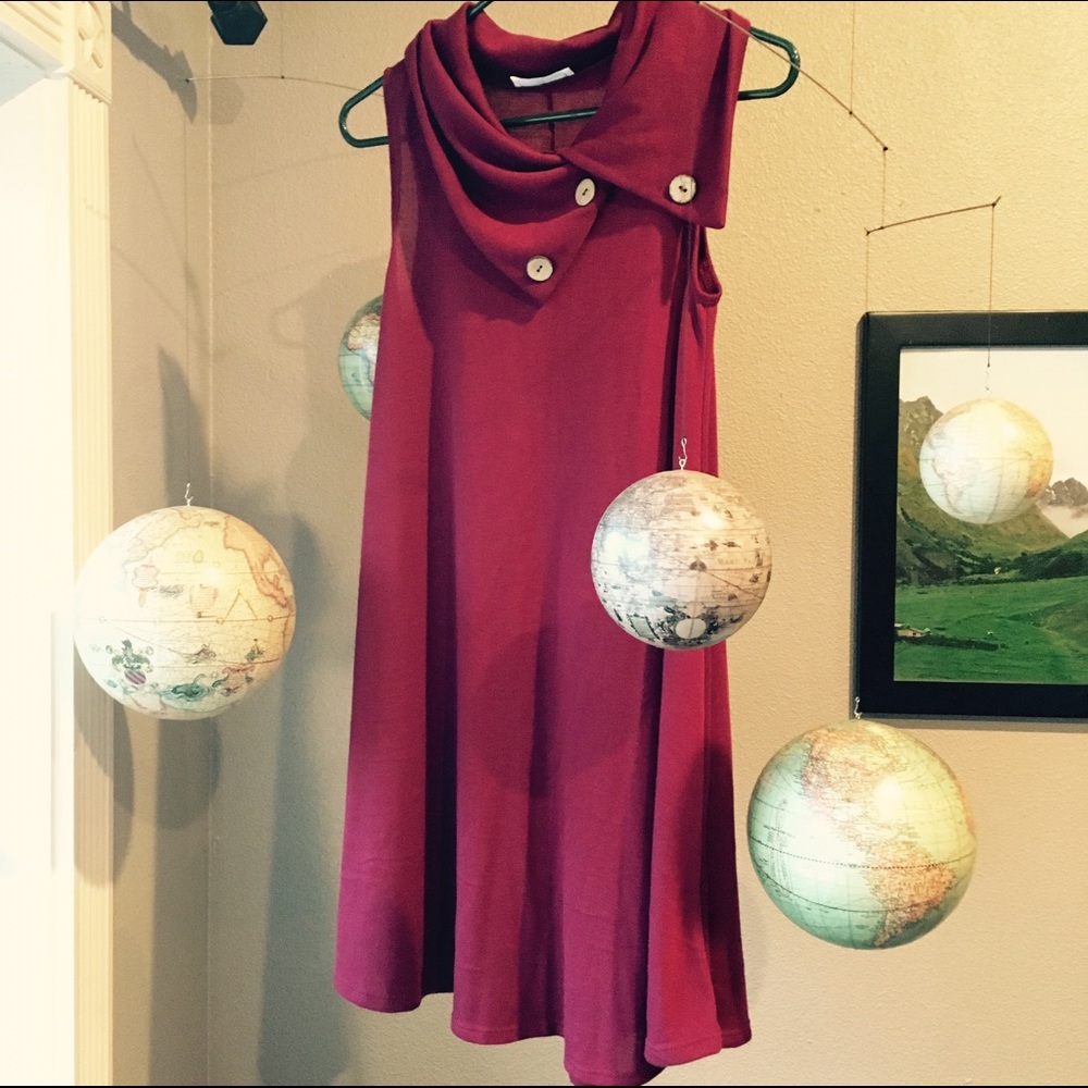 SOLD Maroon million bullpup dress