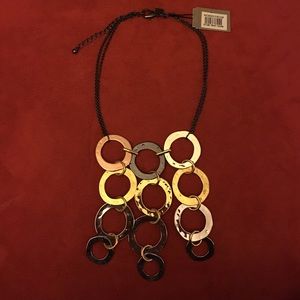 NWT mixed metal disc necklace