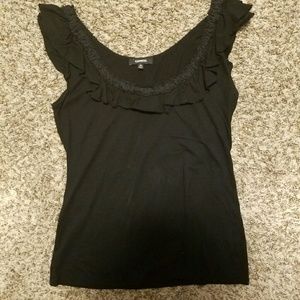 Express black ruffle neck tank.