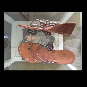 Handmade Italian wooden wedge sandals