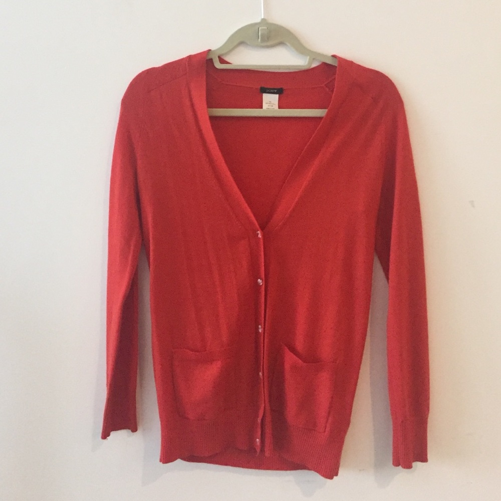 Burnt orange J.Crew cardigan
