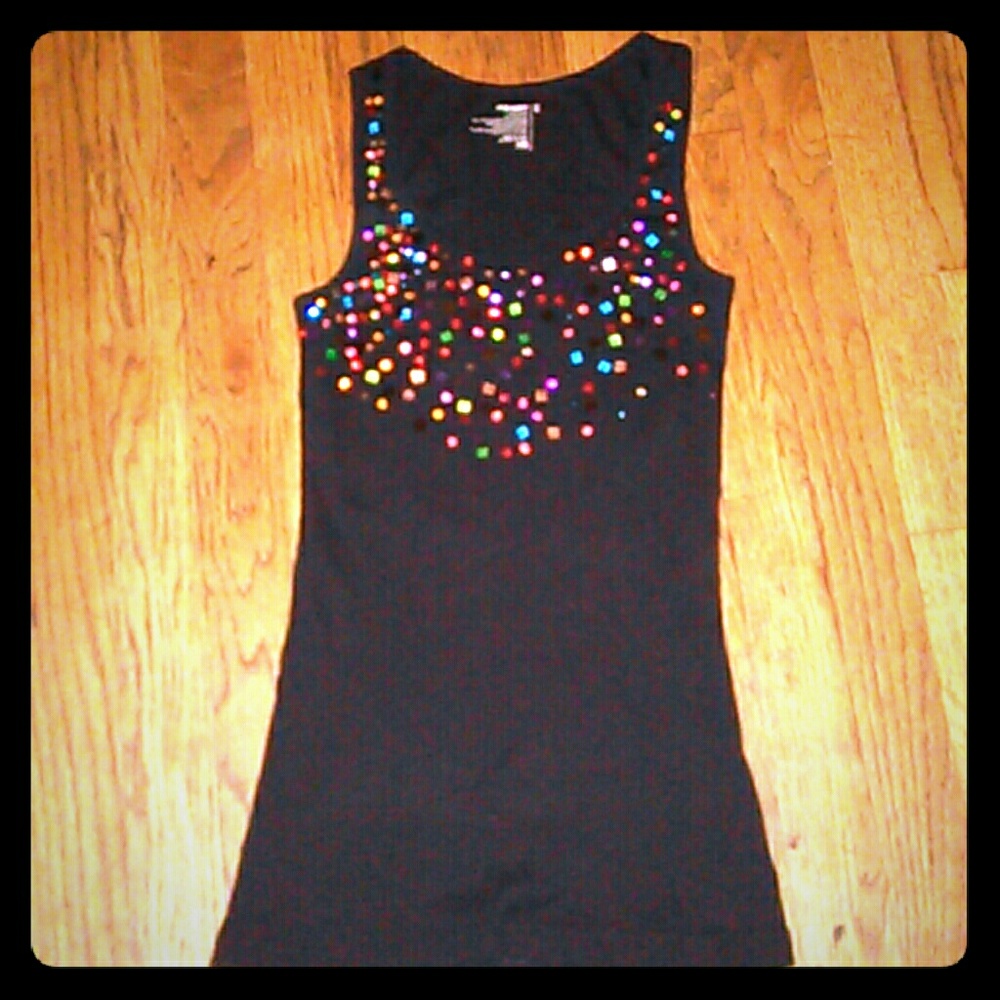 Black Sequence Tank Top