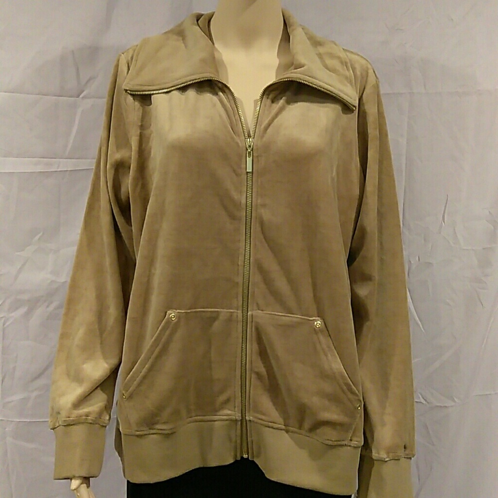 Style & Co Sport Velour Long Sleeve Track Jacket