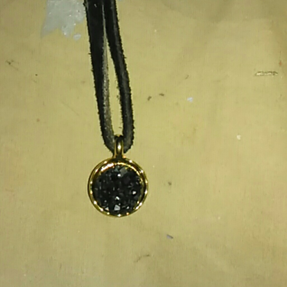 Black druzy geode choker necklace