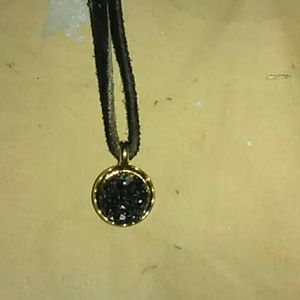 Black druzy geode choker necklace