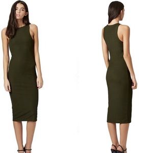 TopShop Midi Ribbed Tank Dress, Olive