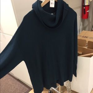 Lou & Grey green cowel neck sweater, size large.