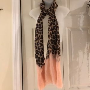 Peach and Leopard Print Scarf