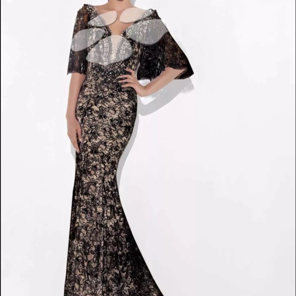 Tarik ediz black lace gown 92807 dress maxi prom