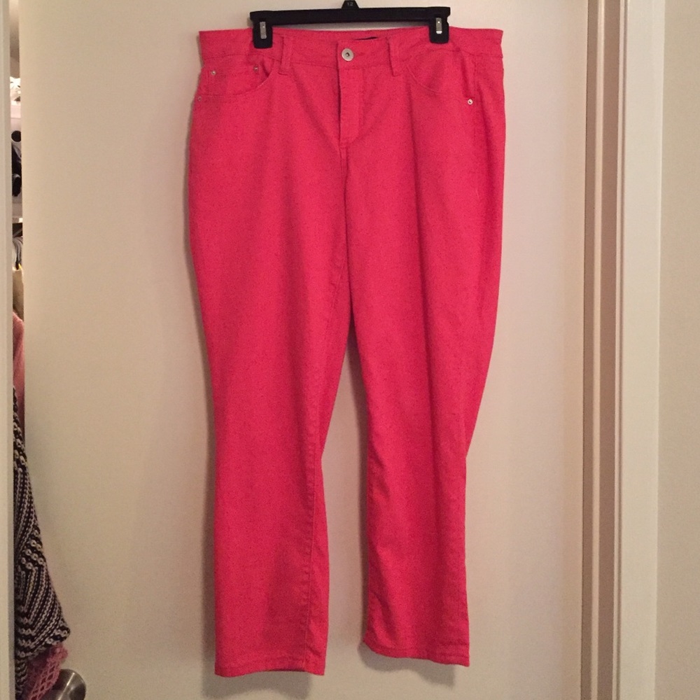 Hot pink skinny jeans