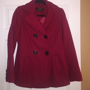 Red Wool Pea Coat