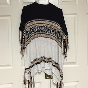Printed Sweater Poncho