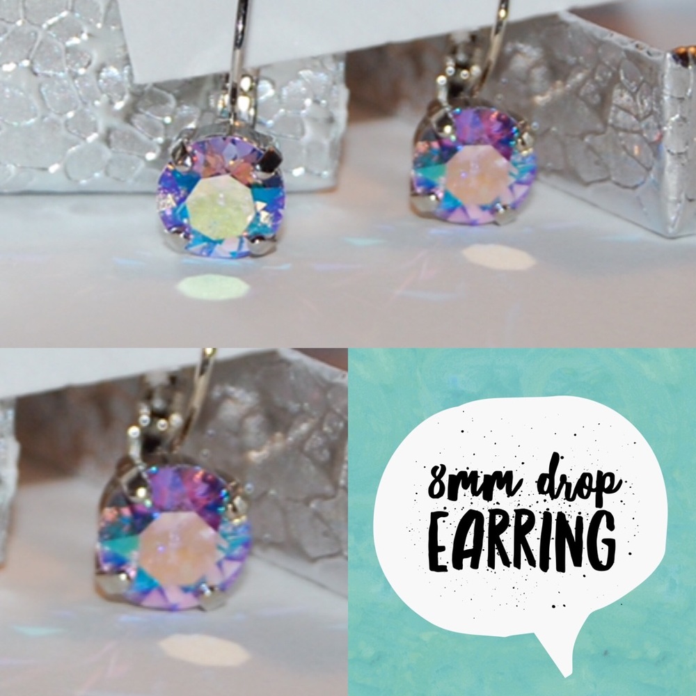 Handmade 8mm Drop Swarovski Earrings NWT