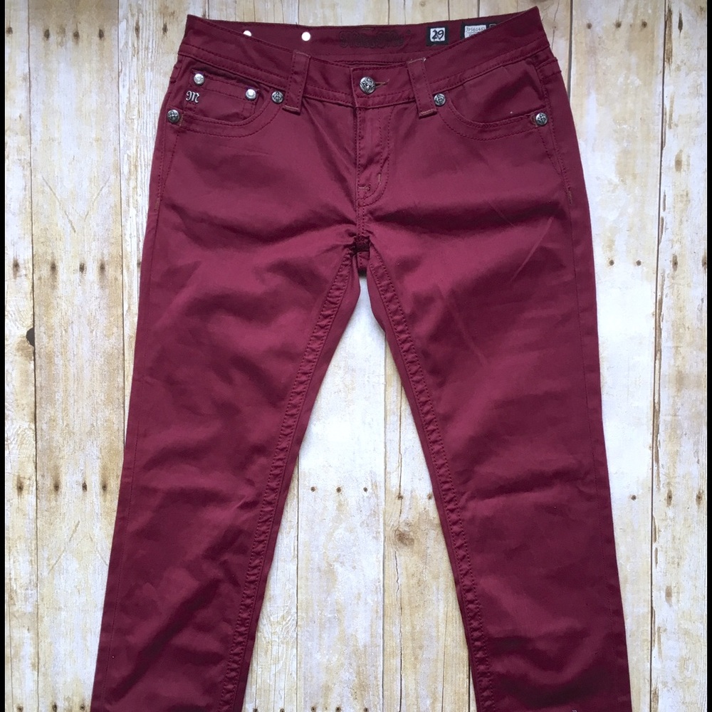 * SOLD * Miss Me Jeans Skinny Size 29 Burgundy - Picture 4 of 4