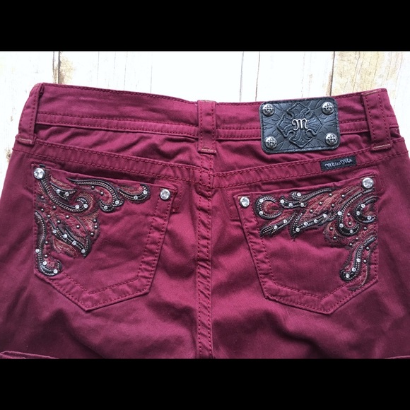 * SOLD * Miss Me Jeans Skinny Size 29 Burgundy - Picture 2 of 4