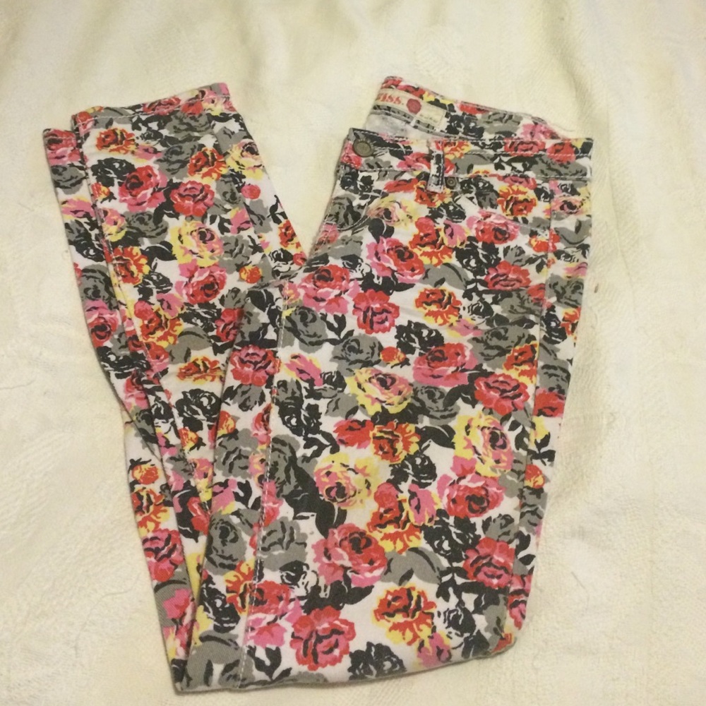 rose print skinny jeans