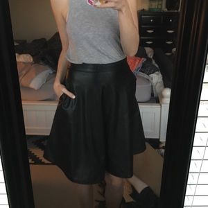 Faux leather a-line skirt