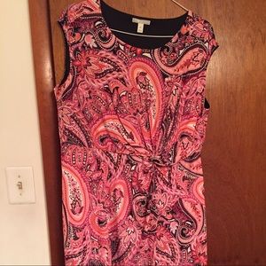 NWT 1X pink/black/orange paisley dress