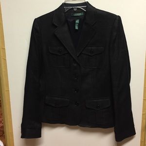 NWT Lauren Ralph Lauren Linen Black Blazer Size 6