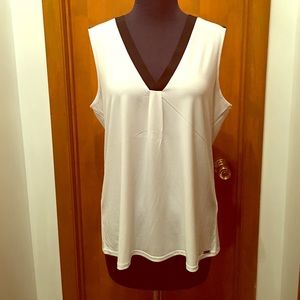 NWOT Sleeveless White and Black Blouse