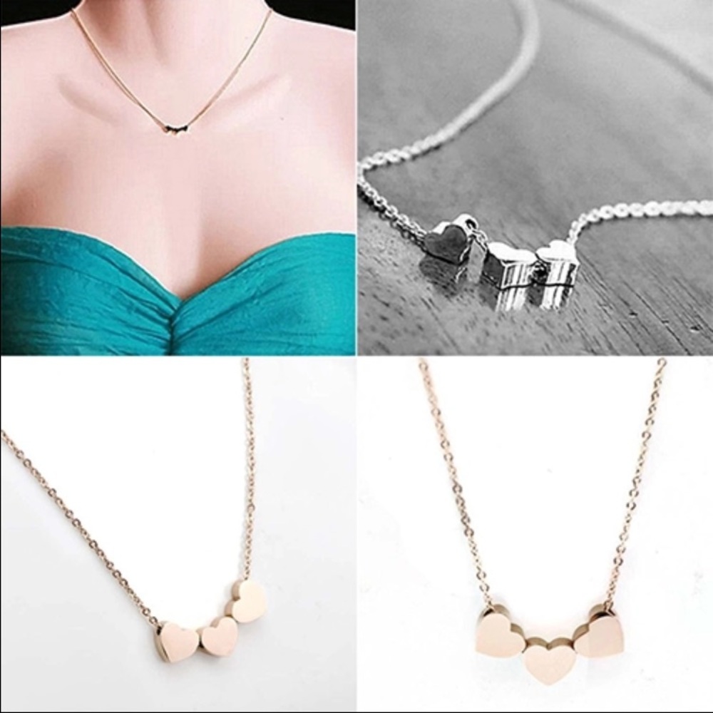 Gold tiny hearts necklace - Picture 3 of 4
